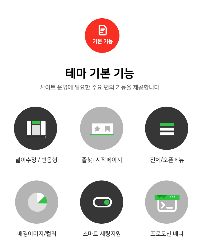 포탈SENSE 제품설명: 테마 기본 기능 설명 1 이미지